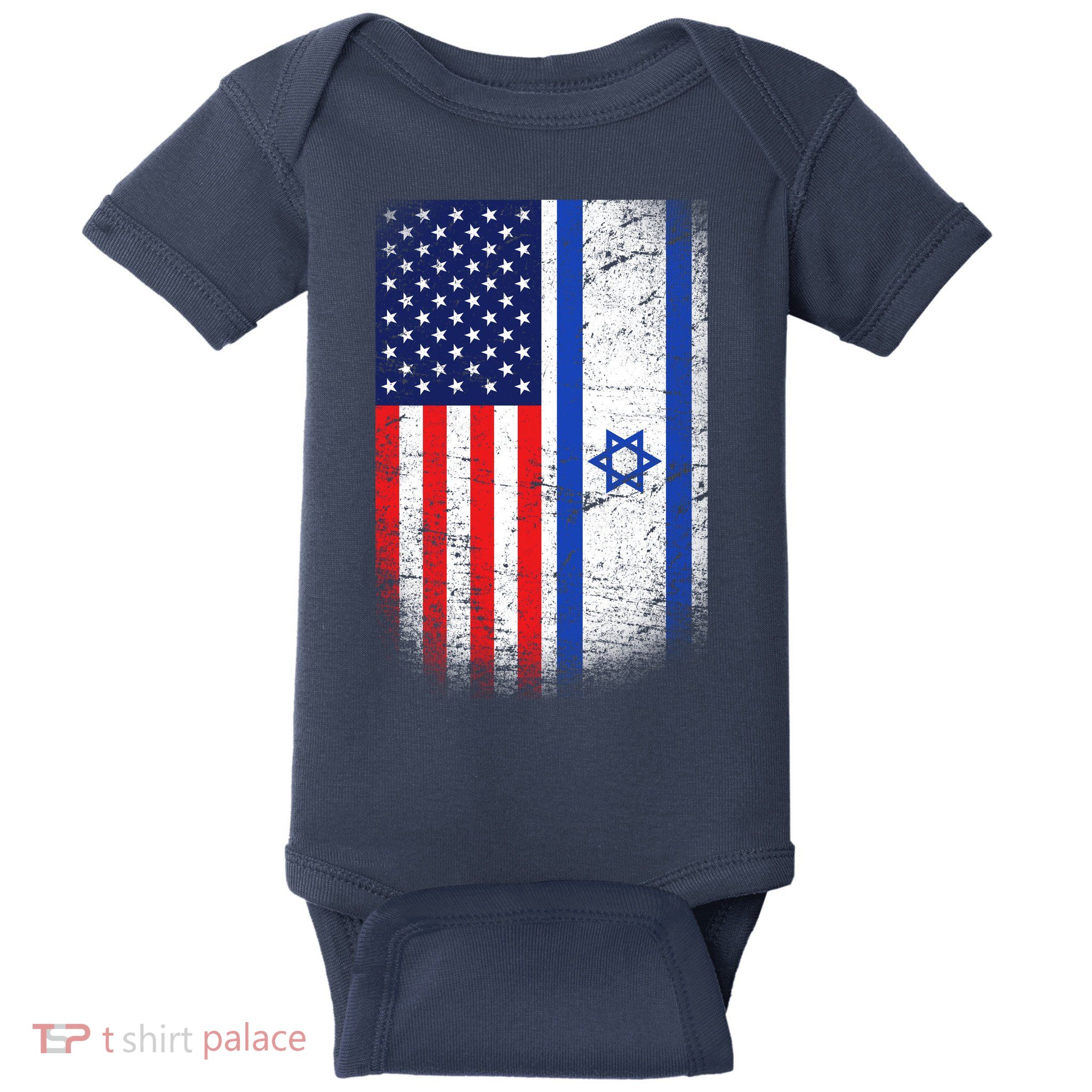 Israel Jewish American Flag Baby Bodysuit