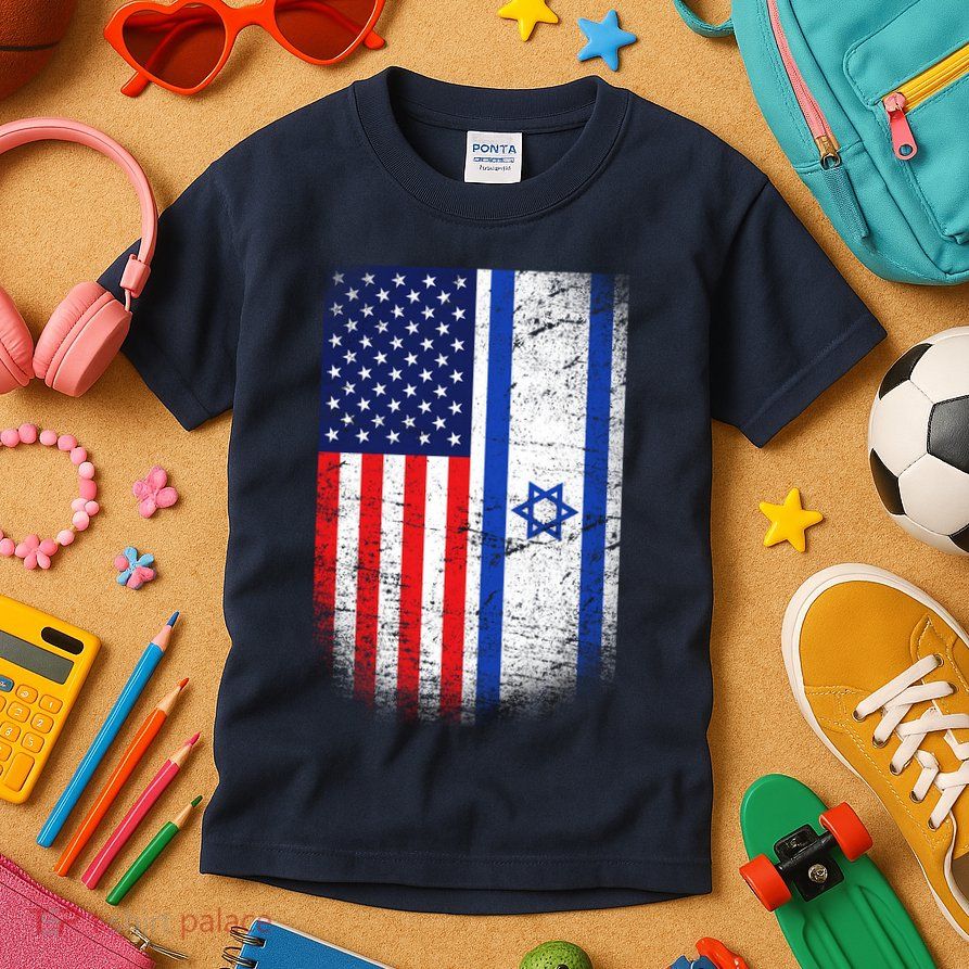 Israel Jewish American Flag Kids T-Shirt