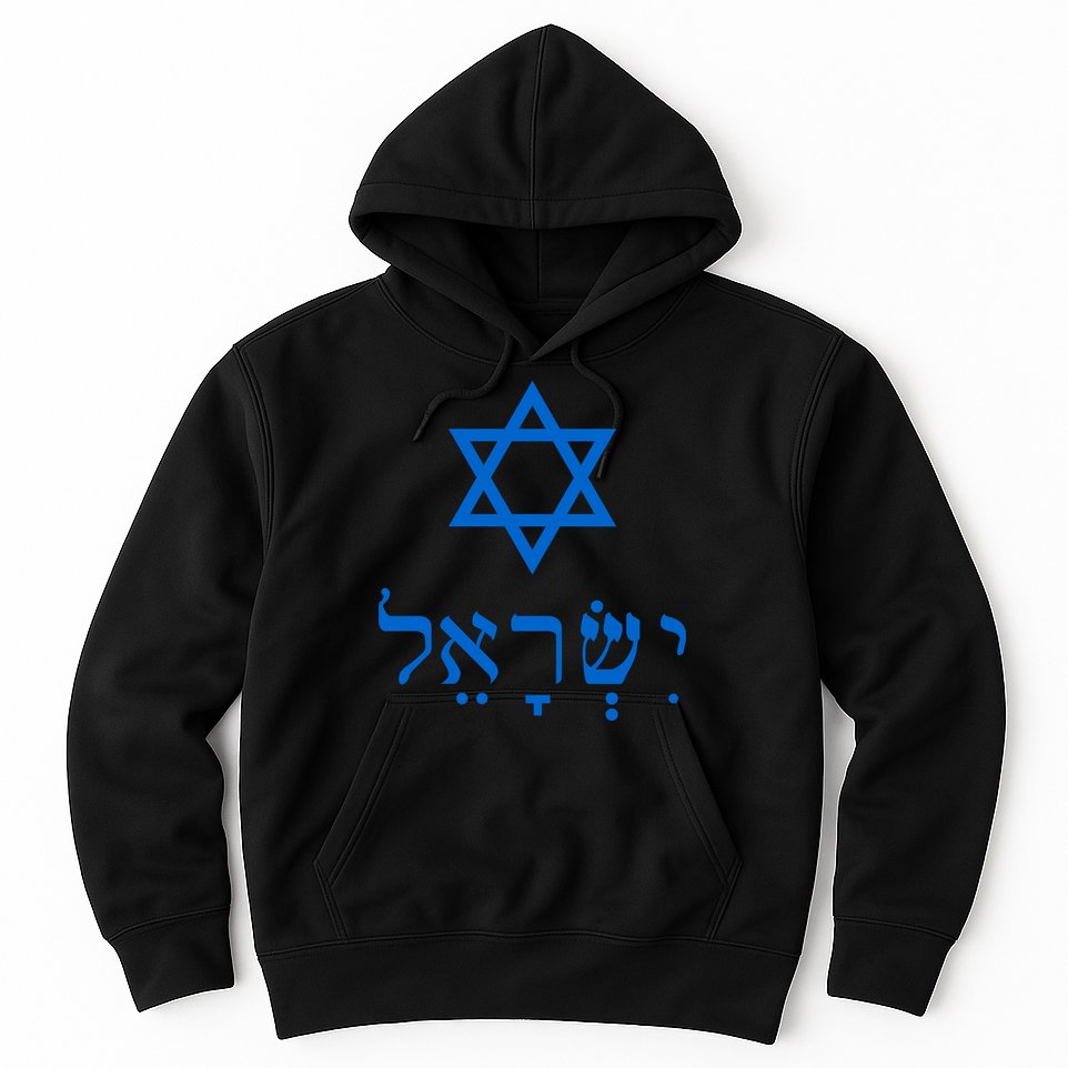 Israel Star Of David In Hebrew Hoodie