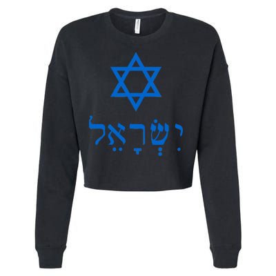 Israel Star Of David In Hebrew Cropped Pullover Crew