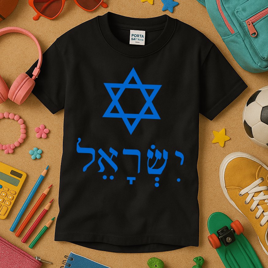 Israel Star Of David In Hebrew Kids T-Shirt