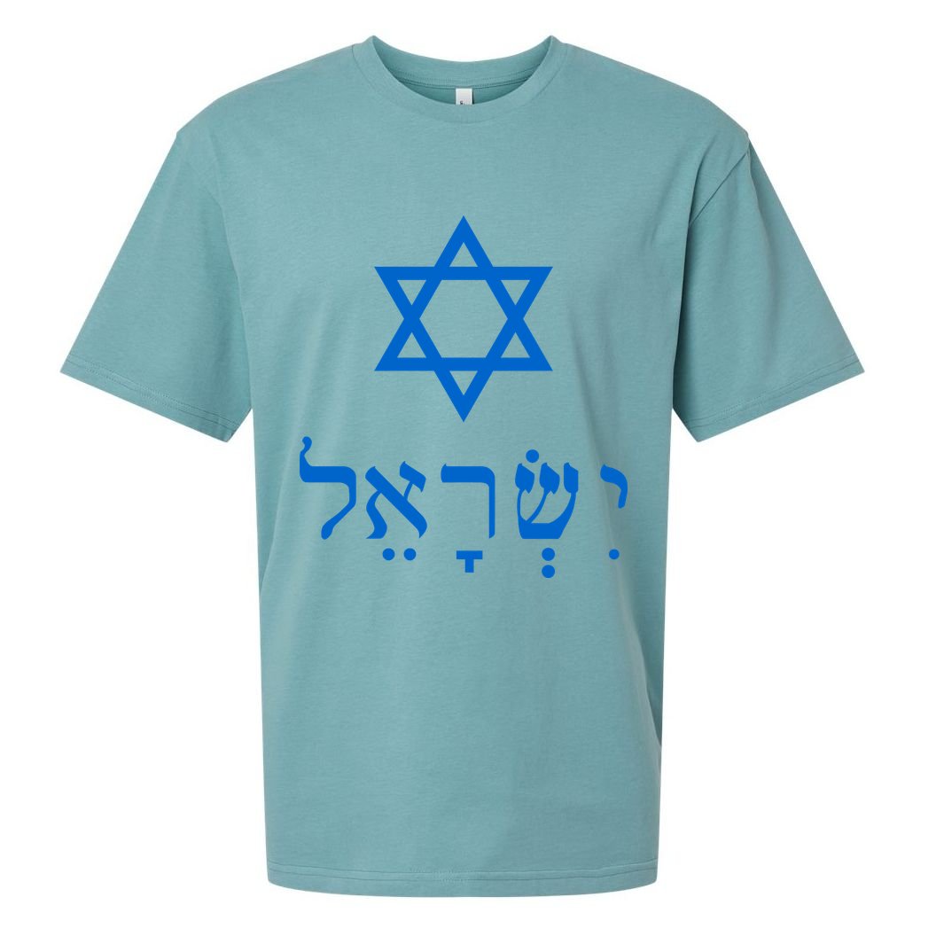 Israel Star Of David In Hebrew Sueded Cloud Jersey T-Shirt
