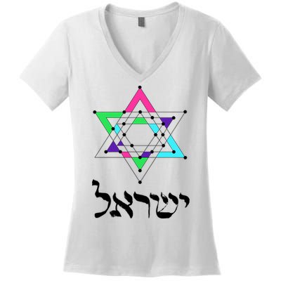 Israel Star Of David Sacred Geometry Women's V-Neck T-Shirt