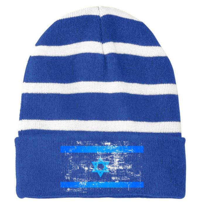 Israel Vintage Flag Striped Beanie with Solid Band