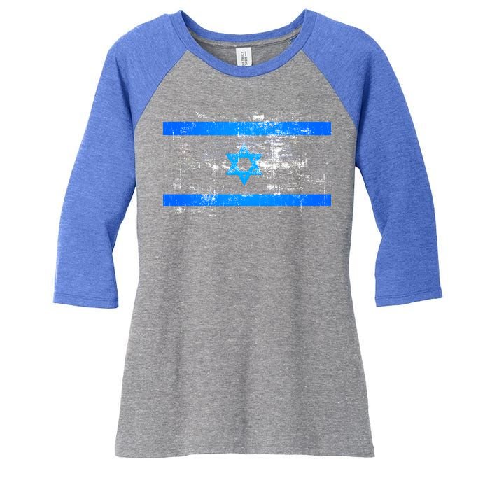 Israel Vintage Flag Women's Tri-Blend 3/4-Sleeve Raglan Shirt