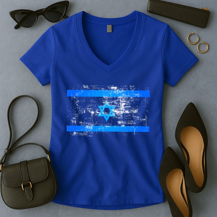 Israel Vintage Flag Women's V-Neck T-Shirt