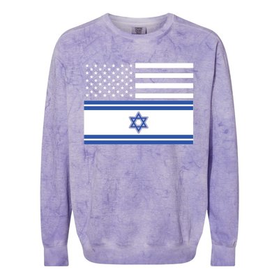 Israeli American Flag Colorblast Crewneck Sweatshirt