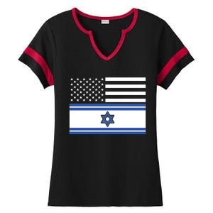 Israeli American Flag Ladies Halftime Notch Neck Tee