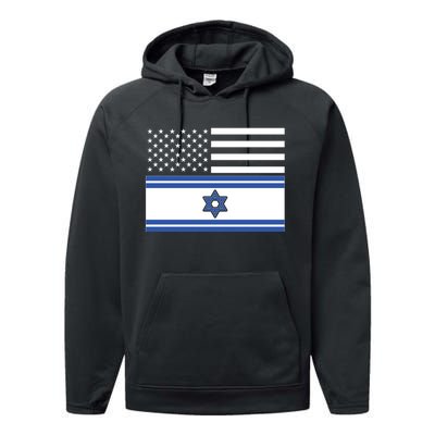 Israeli American Flag Performance Fleece Hoodie