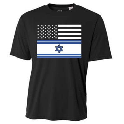 Israeli American Flag Cooling Performance Crew T-Shirt