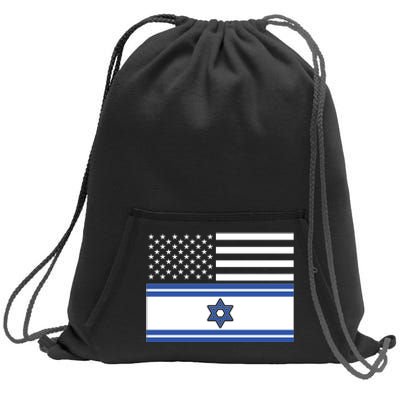 Israeli American Flag Sweatshirt Cinch Pack Bag