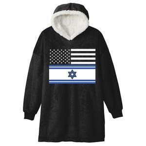 Israeli American Flag Hooded Wearable Blanket