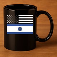 Israeli American Flag 11oz C Handle Ceramic Mug