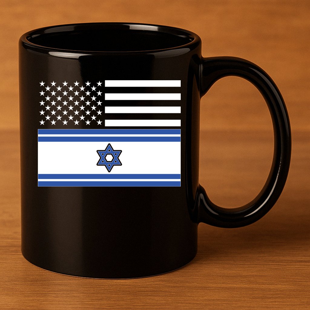 Israeli American Flag 11oz C Handle Ceramic Mug