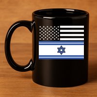 Israeli American Flag 11oz C Handle Ceramic Mug