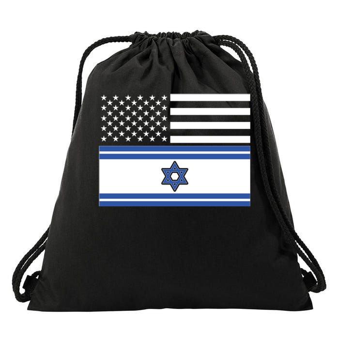 Israeli American Flag Drawstring Bag