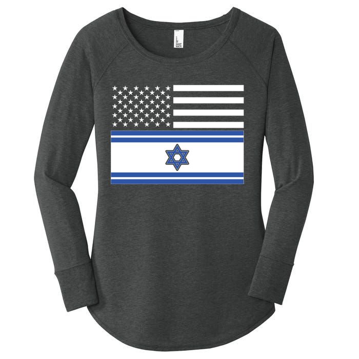 Israeli American Flag Women's Perfect Tri Tunic Long Sleeve Shirt