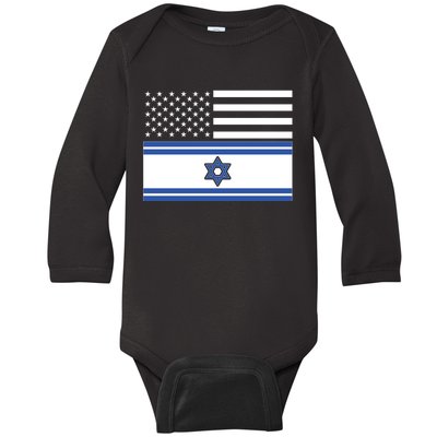 Israeli American Flag Baby Long Sleeve Bodysuit