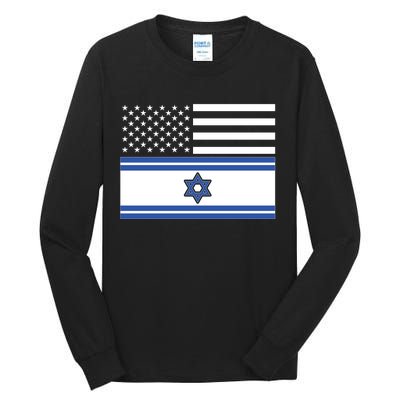 Israeli American Flag Tall Long Sleeve T-Shirt