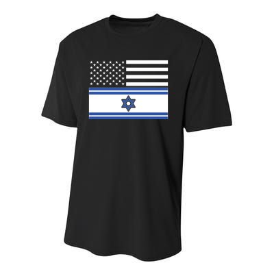 Israeli American Flag Youth Performance Sprint T-Shirt