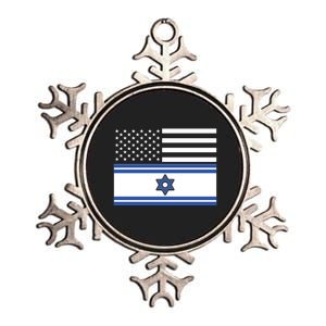 Israeli American Flag Metallic Star Ornament