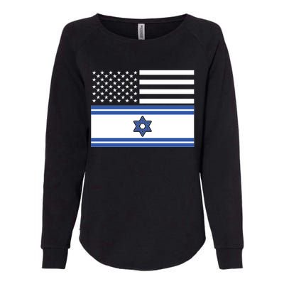 Israeli American Flag Womens California Wash Sweatshirt