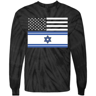 Israeli American Flag Tie-Dye Long Sleeve Shirt