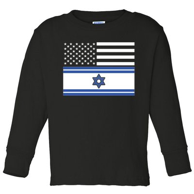 Israeli American Flag Toddler Long Sleeve Shirt