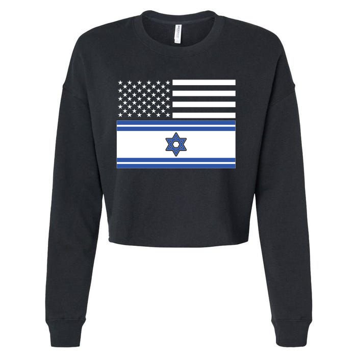 Israeli American Flag Cropped Pullover Crew