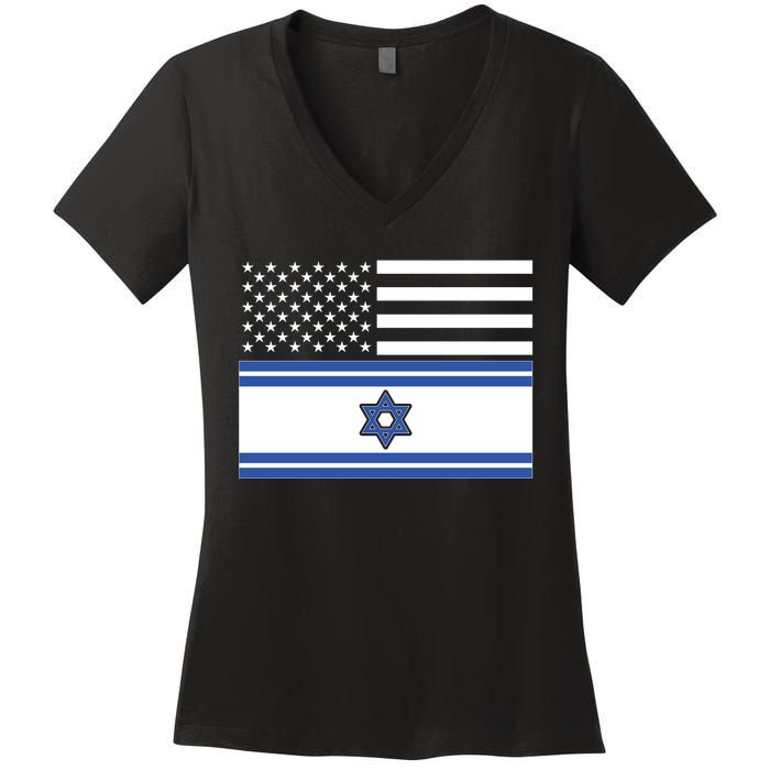 Israeli American Flag Women's V-Neck T-Shirt