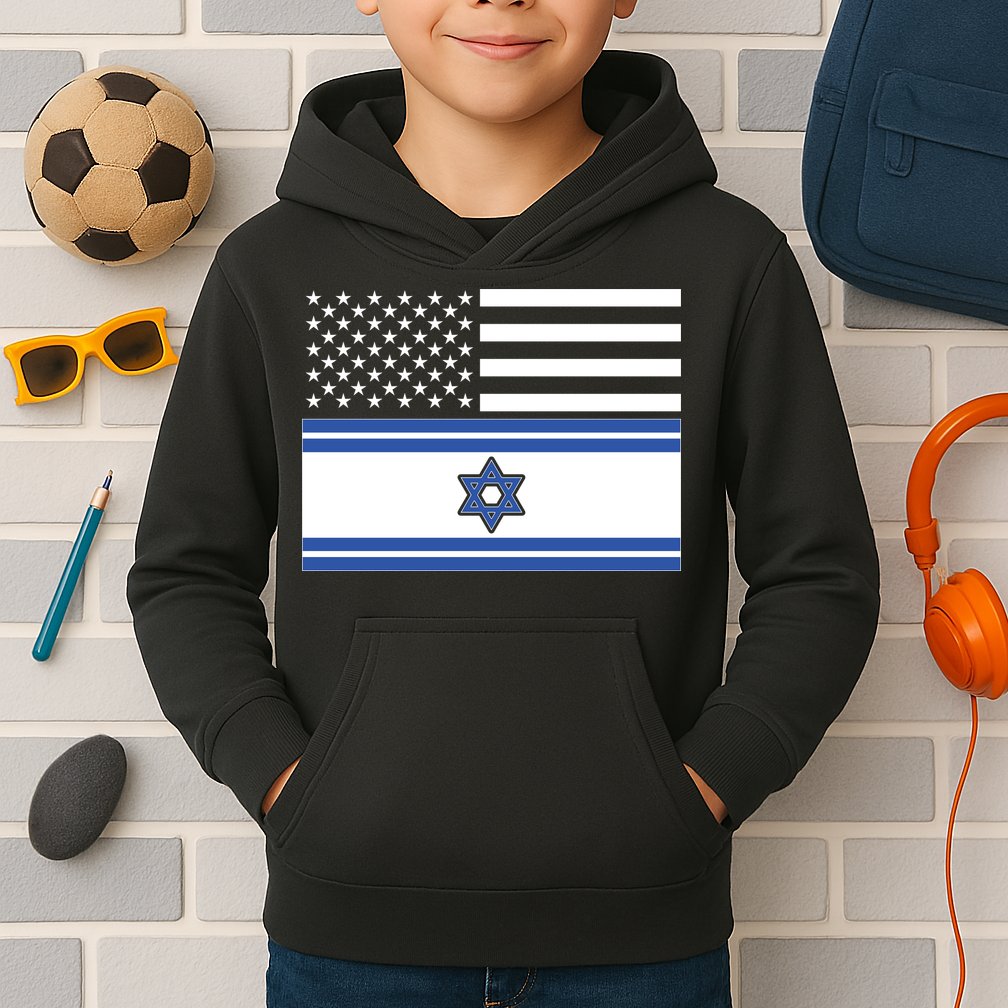 Israeli American Flag Kids Hoodie