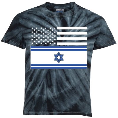 Israeli American Flag Kids Tie-Dye T-Shirt