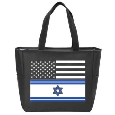 Israeli American Flag Zip Tote Bag