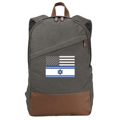 Israeli American Flag Cotton Canvas Backpack