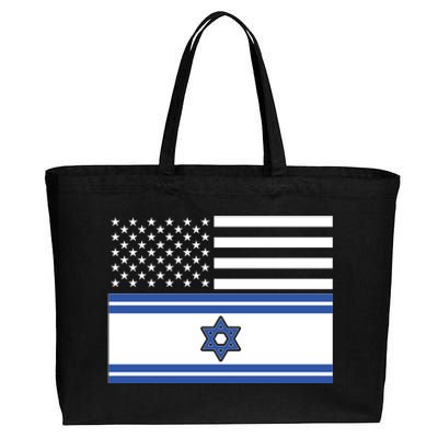 Israeli American Flag Cotton Canvas Jumbo Tote