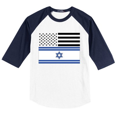 Israeli American Flag Baseball Sleeve Shirt