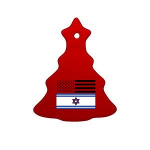 Israeli American Flag Ceramic Tree Ornament