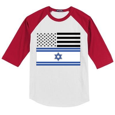 Israeli American Flag Kids Colorblock Raglan Jersey