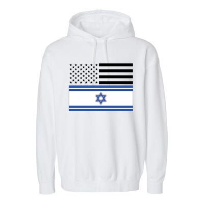 Israeli American Flag Garment-Dyed Fleece Hoodie