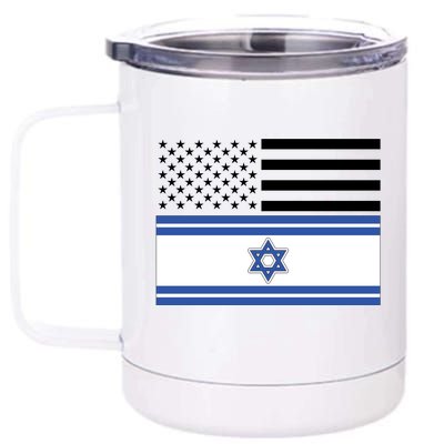 Israeli American Flag 12 oz Stainless Steel Tumbler Cup