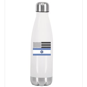 Israeli American Flag Stainless Steel Insulated Water Bottle