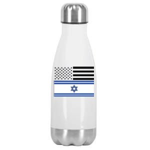 Israeli American Flag Stainless Steel Insulated Water Bottle