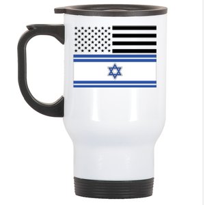 Israeli American Flag Stainless Steel Travel Mug