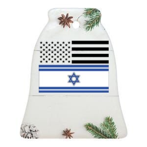 Israeli American Flag Ceramic Bell Ornament