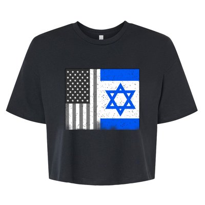 Israeli American Flag Pride Israel USA Bella+Canvas Jersey Crop Tee