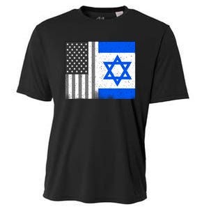 Israeli American Flag Pride Israel USA Cooling Performance Crew T-Shirt