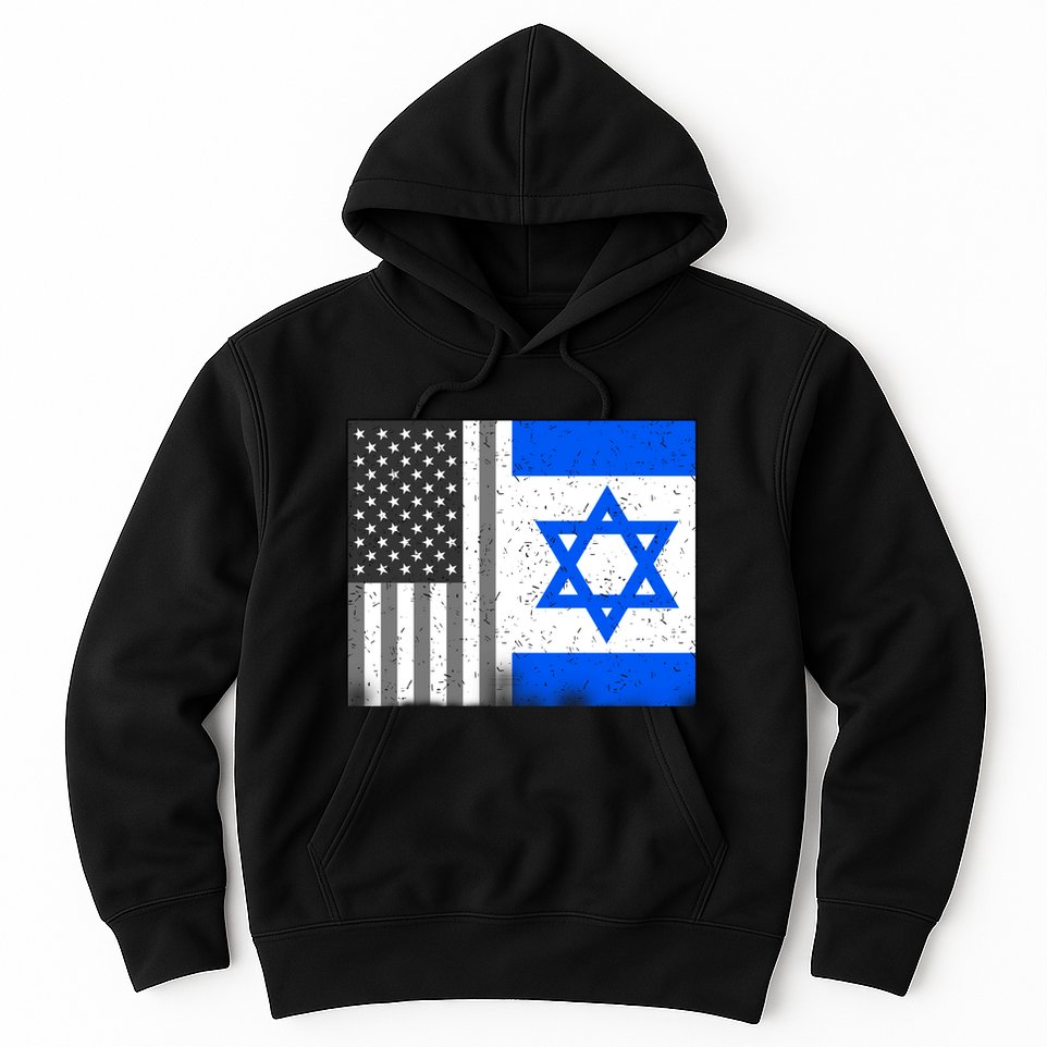 Israeli American Flag Pride Israel USA Hoodie