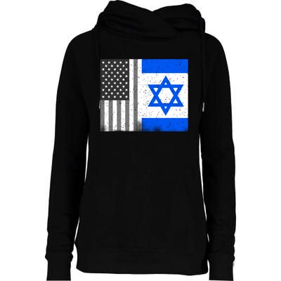 Israeli American Flag Pride Israel USA Womens Funnel Neck Pullover Hood