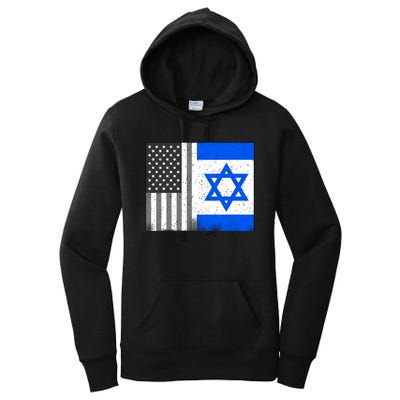 Israeli American Flag Pride Israel USA Women's Pullover Hoodie