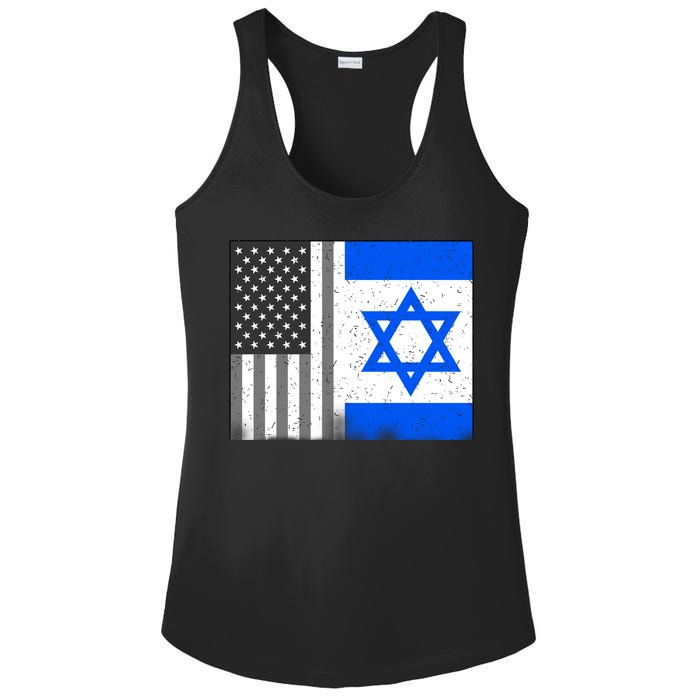 Israeli American Flag Pride Israel USA Ladies PosiCharge Competitor Racerback Tank